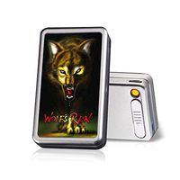 Cigarette Case with Lighter Built in USB Lighter Cigarette Box 2 in 1 Electronic Rechargeable Flameless Windproof Lighters Hold 20pcs Regular Cigarettes (Wolf)