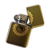 Gold Flip Top Refillable Windproof Lighter - Piano Mandala Lighter Gold
