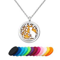 Moonlight Collection Cat Essential Oil Diffuser Necklace Pet Kitten Aromatherapy Locket Pendant + Refills