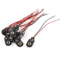 uxcell 10Pcs Faux Leather Housing 2 Wire Cable 9V Battery Clip Connectoror