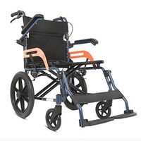 LAZ Foldable Transport Wheelchair with Handbrake 16" Solid Rear Wheel, Lightweight Aluminum Alloy Multi-Function Wheel Chair for Transporting Storage