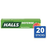 HALLS Defense Vitamin C Drops, Assorted Citrus Flavors, 20 Pocket Sticks (9 Drops Per Stick)