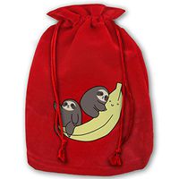 Watercress Jam Personalized Mini Drawstring Red Santa Sack Sloths and Giant Banana Package Party Favor Bags for X-mas-13.8" W X 17.7" H