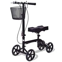 New Foldable Knee Walker Scooter Turning Brake Basket Stable Durable Height Adjustable Comfortable Outdoor Handlebar Space Saving