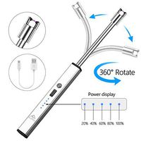 Aolfay Candle Lighter Camping USB Lighter, Square Charging Arc Electric Lighter with LED Battery Display Safety Switch and Flameless Windproof Multiple Safety Long Lighter with 360° Flexible Neck