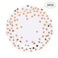 Rose Gold Dot Disposable Paper Plates 5 PCS, Foil Design 5 Dinner Plates Rose Gold Party Supplies Bridal Baby Shower Wedding Anniversary Birthday