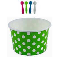 Worlds Paper Ice Cream Cups With Plastic Spoons Polka Dot Paper Yogurt Cups 4oz Lime Green 50 Set