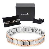 Ultra Strength Titanium Magnetic Bracelet Therapy Double Magnets for Men Women Balance Arthritis Relief Pain Carpal Tunnel+ Hematite Pendant Necklace