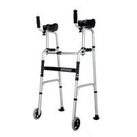 Standard Walkers Foldable Walker Adjustable Walking Assist Equipped Wheels equipped with arm rest pad for the elderly and people with limited mobility bearing 100KG silver (Color : Normal)