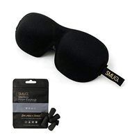SMUG Eyelash Friendly Contoured 3D Blackout Beauty Sleep Mask/Eye Mask Set with Earplugs (4 Pairs), Black