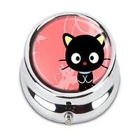 Luxcase Chococat Custom Round Silver Pill Box Pocket Medical Tablet Holder Decoration Box Wallet