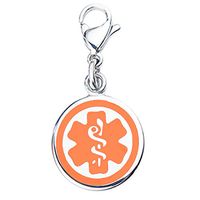 Divoti Custom Engraved Mix N Match 5/8" (15.8mm) 316L Stainless Medical ID Charm-Orange