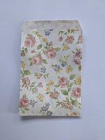Small Floral Flat Paper Bags, 25 Count Roma Bags, Non-Gusset, Wedding Favor Bags, Party Favors, Kraft Bags