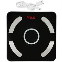 NITRIP Tempered Glass+ABS BT Body Fat Scale USB Digital Bathroom Weight Scale with Smartphone App BMI Scale(黑色)