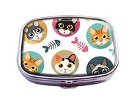 Top A Cat Custom Personalized Square Pill Box Decorative Box Vitamin Container Pocket Or Wallet (Cat -6)