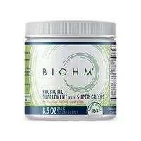 BIOHM Super Greens Powder for Super Green Juice or Smoothie Drink, Probiotic Supplement Blend with 20+ Organic Green Whole Foods; Non-GMO for Digestive and Immune Health; 30 Servings