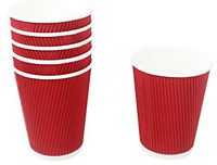 Popular Disposable Insulated Ripple Wall Paper Coffee Cups for Hot Drinks - Tea & Coffee | Triple Layer Design | Eco- Friendly, Recyclable, Durable Paper, Set of 100,12oz, Red (Best Quality)