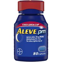 Aleve PM, Fast Acting Sleep Aid and Pain Relief for Headaches, Muscle Aches, Non-Habit Forming 220 mg Naproxen Sodium and 25 mg Diphenhydramine HCl Capsules (80 Count)