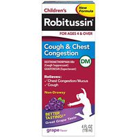 Children's Robitussin Cough & Chest Congestion DM (4 fl. oz, Grape Flavor), Non-Drowsy Cough Suppressant & Expectorant, Ages 4+