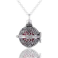 Vintage Rose Hollow Anti-Silver Aromatherapy Essential Oil Diffuser Charms Pendant Perfume Oil Locket Necklace