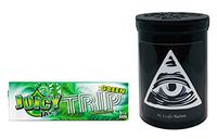 Herb Airtight Container Fresh Kettle with Juicy Jay's Green Trips 1.25 Flavored Hemp Rolling Papers 1 Count DC Crafts Nation- Illuminati