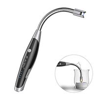 AT-Mizhi Electric Arc Lighter,360°Flexible Long Neck,Safety Switch,LED Battery Display,USB Rechargeable, Splash & Wind Proof,for Candles/BBQ/Camping/Stove/Fireworks (Black)