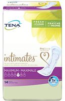 TENA Intimates Maximum Bladder Control Pad 6 X 14 Inch Heavy Absorbency Dry-Fast Core One Size Fits Most Adult Female Disposable, 54283 - Pack of 14