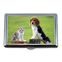 Cute Stainless Steel Box or Cigarettes Case,Pupp Dog Pet Dog and cat,Business Name Card Holder