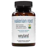 Weyland Brain Nutrition: Certified Organic Valerian Root 550mg (60 Count), 60 Vegetarian Capsules, Supports Calm, Relaxation, and Restful Sleep