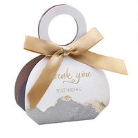 Doris Home 50 pcs Birthday Wedding Party Favor, Wedding Gift Bags Chocolate Candy and Gift Boxes Bridal Shower Party Paper Gift Box Grey Boxes with Gold Ribbons(Grey) (Grey 2.5 * 1.37 * 3 inch)