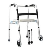 Yadianna Cozy Walker Elderly Disabled Four-Legged Light Folding Wheeled Walker + Seat Board Rehabilitation Training Non-Slip Walking Stick with Hospital