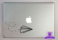 Overly Attached Decals Paper Plane with Dotted Line Trail Vinyl Decal Sized to Fit A 17" Laptop - Black