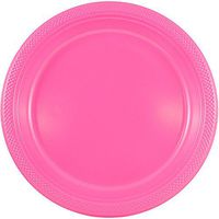 JAM PAPER Round Plastic Party Plates - Medium - 9 inch - Fuchsia Pink - 20/Pack