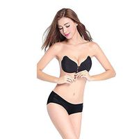 WILLTOO Women Sexy Strapless Instant Breast Mango Bra Lift Invisible Silicone Push Up Bra (B, Black)