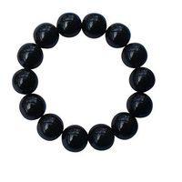 eleeColorful Power Health Tourmaline Black/Green Bigger Beads Stretch Bracelet Wristband (Black)