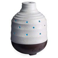 Airomé Seashore Ceramic Essential Oil Diffuser|250 mL Humidifying Ultrasonic Aromatherapy Diffuser 8 Colorful LED Lights, Up to 24 Hours Intermittent & Continual Mist with Auto Shut-Off, White/Gold