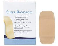 Sheer Bandages. Pack of 100 Adhesive Bandages 2" x 4" for Wound Protection. Sterile Bandages with Non-Adherent pad. Single use. Micro Perforations. Easy to Apply. X-Large.