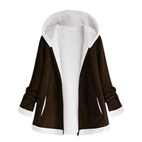 HIRIRI Women's Open Front Hooded Coat Long Sleeve Fleece Winter Cardigan Jacket Pocket Zipper Fuzzy Outerwear Brown