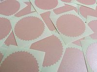 Minilabel 64mm Serrated Edge , Certificate Wafer Company Seal Labels , Stickers For Embossing , Awards & Rewards Pearlescent Pink