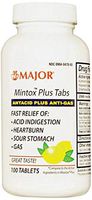 Major Pharmaceuticals 700803 Mintox Plus Antacid Tablet, Compare to Maalox Plus, Lemon, Yellow (Pack of 100)