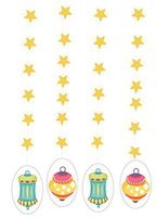 Zaffron Shop Eid Lanterns Party Gold Hanging Decorations (4 Pack)