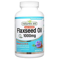 Natures Aid Flaxseed Oil 1000mg Cold Pressed (Omega 3, 6 + 9) 180 caps. Suitable for Vegetarians.