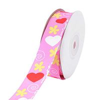 Amosfun Valentines Day Ribbons Printed Heart Ribbons Craft Ribbons for Gift Wrapping DIY Supplies