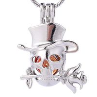 10pcs Skull Silver Plated Pearl Bead Cages Hollow Locket Pendants for Jewelry Making - Oyster Pearls, Essential Oil Diffuser Charms，Fun Gifts