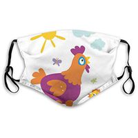 Fashion Comfortable Windproof mask,Nursery Themed Sweet Cartoon with Chicken and Baby in Sunny Nature Day,Printed Facial Decorations for Unisex S