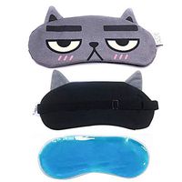 Winshope Cooling Sleeping Eye Mask for Puffy Eyes,Cute Cat Cold Eye Mask with Gel Inserts for Dark Circles,Relaxation