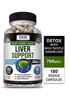 Kaya Naturals Liver Support Vegetarian Capsules, 180 Count, Cleanse, Detox & Repair Formula with 22 Herbs Including MilkThistle Extracts, Beet, Artichoke, Dandelion, Chicory Root (180 Capsules)