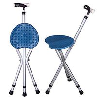 AD Folding Seat Cane Aluminium Switch Sticks Three Legged Seat Stick (Walking Stick and Chair Seat),Blue