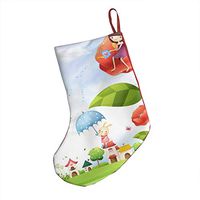 Girl Using A Watering Can from A Flower Vintage Xmas Socks Hanging Decoration Candy Bag Party Holiday Christmas Santa Claus Home Decor Gift