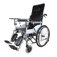FXNN Transport Wheelchair Manual Wheelchair - with Toilet with Dining Table with Hand Brakes Semi-Lying Design Multi-Purpose Folding Lightweight Elderly Disabled Wheelchair Walker (Color : Black)